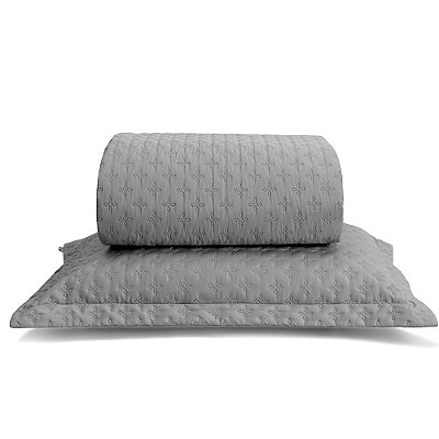 Jogo de Colcha Belle Toque de Pluma Super King - Gris - 3 Peças - Lavive