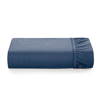 Lençol Com Elástico Liss Casal - Marinho - Karsten