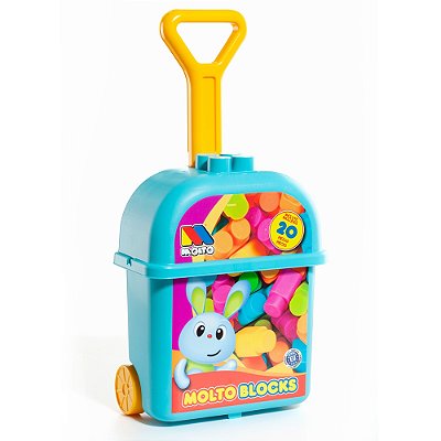 Blocos de Montar com Rodinhas Molto Blocks - Azul - Cardoso Toys