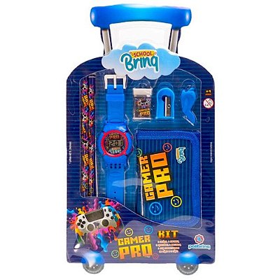 Kit Escolar Shool Brinq com Carteira e Relógio - Gamer - Polibrinq