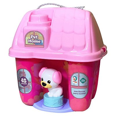 Blocos de Montar Casinha Pet Home Baby Land - Rosa - Cardoso Toys