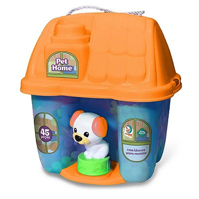 Blocos de Montar Casinha Pet Home Baby Land - Azul - Cardoso Toys