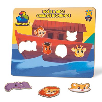 Jogo Noé e a Arca Cheia de Bichinhos - 3 Palavrinhas - Diver Toys