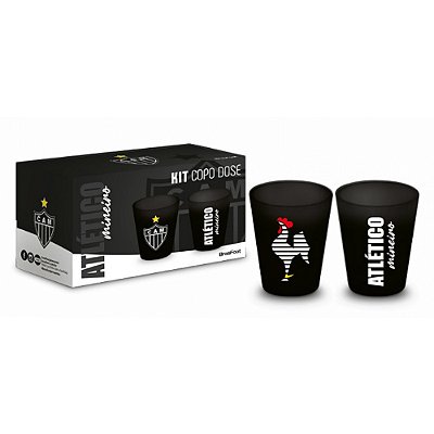 Jogo de Copos de Dose Atlético Mineiro - 2 Peças - 55ml - Brasfoot