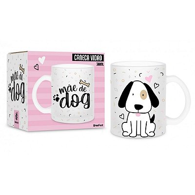 Caneca de Vidro Diamond - 300ml - Mãe de Dog - Brasfoot