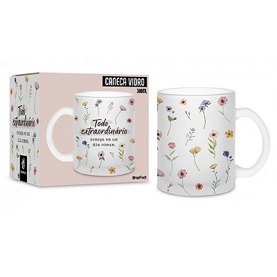 Caneca de Vidro Diamond - 300ml - Extraordinário - Brasfoot