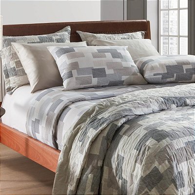Jogo de Cama Attuale Casal 150 Fios - Geométricos - 4 Peças - Corttex