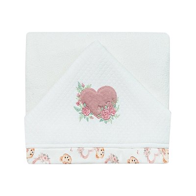 Toalha de Banho Infantil Amor de Urso - Rosa Antigo - Hug