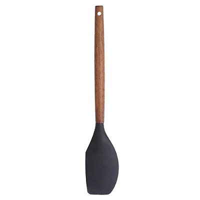 Espátula de Silicone com Cabo de Madeira - Preto - Paramount