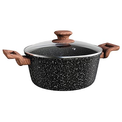 Caçarola com Tampa ColorStone Wooden 24 cm - Preta - Euro Home