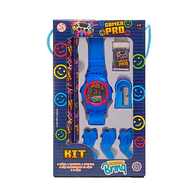 Kit Escolar com Relógio School Brinq - Gamer Pro - Polibrinq