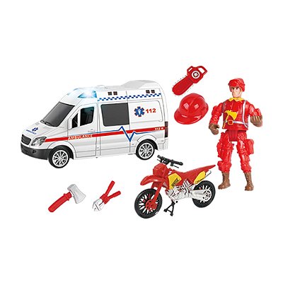 Coleçao Operação Resgate Veículo de Fricção - Ambulância - DM Toys