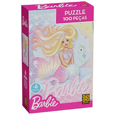 Quebra-Cabeça Barbie Sereia Brilhante 100 Peças - Grow
