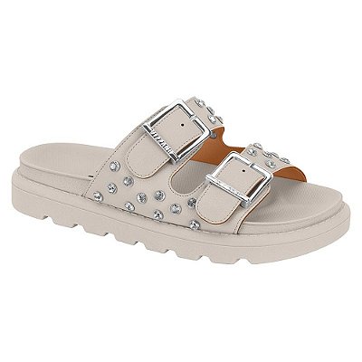 Sandália Papete Feminina Strass - Branco - Vizzano