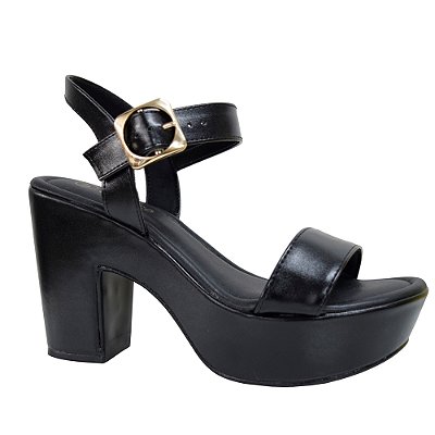 Sandália Feminina Plataforma Meia Pata - Preto - Bebecê