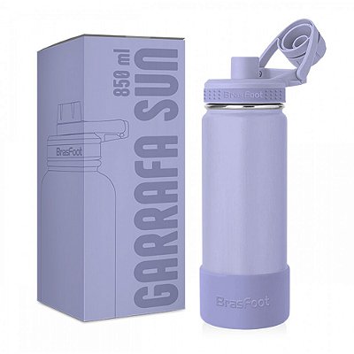 Garrafa Térmica Sun Base Silicone Premium - Lilás - 850ml - Brasfoot