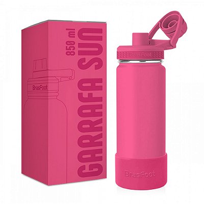 Garrafa Térmica Sun Base Silicone Premium - Magenta - 850ml - Brasfoot