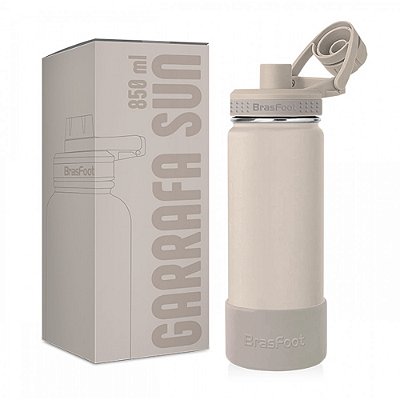 Garrafa Térmica Sun Base Silicone Premium - Pérola - 850ml - Brasfoot