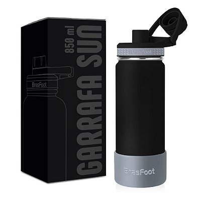 Garrafa Térmica Sun Base Silicone Premium - Preto - 850ml - Brasfoot