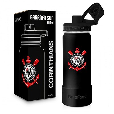 Garrafa Térmica Sun Base Silicone - Corinthians - 850ml - Brasfoot