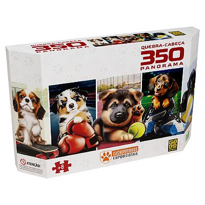 Quebra-Cabeça Panorama Cachorrinhos Esportistas 350 Peças - Grow