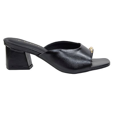 Tamanco Feminino Salto Bloco Tira Transpassada - Preto - Bebecê