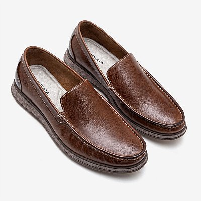 Mocassim Masculino Couro Nash - Marrom - Democrata