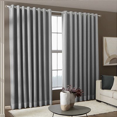 Cortina Antonela Voil Linho Corta Luz - 2,60m X 5,60m - Cinza - M&C