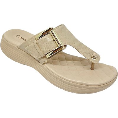 Tamanco Feminino Casual Fivela - Bege - Comfortflex