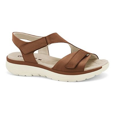 Sandália Feminina Papete Velcro - Marrom - Comfortflex