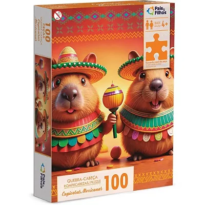 Quebra-Cabeça Capivaras Mexicanas - 100 Peças - Pais e Filhos