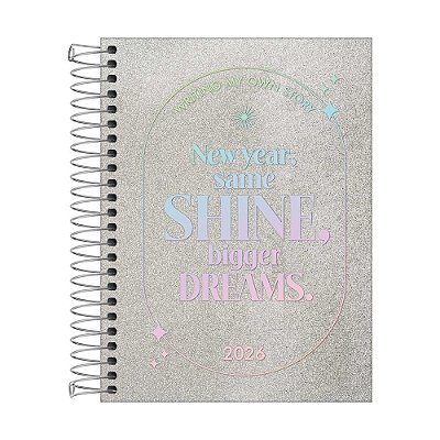 Agenda Espiral Diária Shine 2026 - Prata - Tilibra