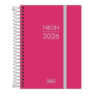 Agenda Espiral Diária Neon 2026 - Rosa - Tilibra