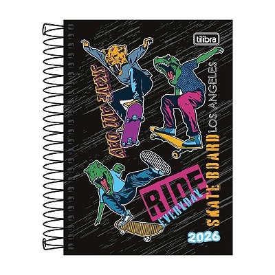 Agenda Espiral Diária Spice 2026 - Skate Animal - Tilibra