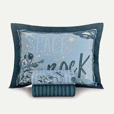 Jogo de Cama Infantil 200 Fios Solteiro - Espacial - 3 Peças - Karsten