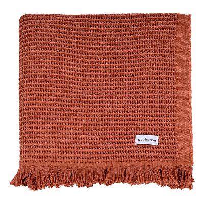 Manta Decorativa Comfort Piquet - Terracota - Cavhome