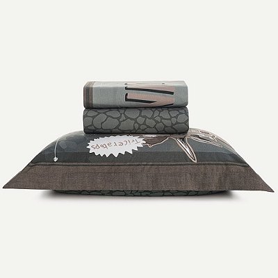 Jogo de Cama Infantil 200 Fios Solteiro - T-Rex - 3 Peças - Karsten