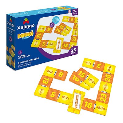 Jogo Dominó Subtração - 28 Peças - Xalingo