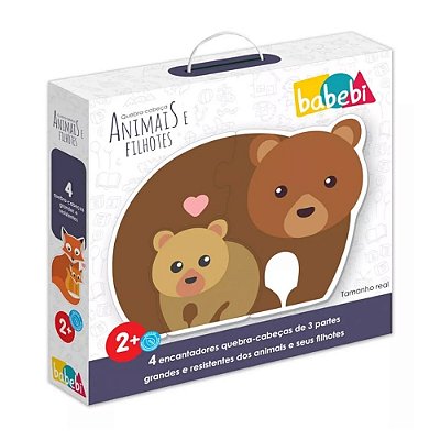 Quebra-Cabeça Baby Animais e Filhotes - 12 Peças - Babebi