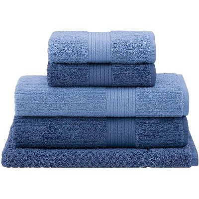 Jogo de Toalhas de Banho Gigante - 5 peças - Azul 1284/1950 - Buddemeyer