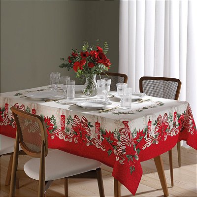 Toalha de Mesa Retangular Natalina 8 Lugares - Natal 120 - Dohler
