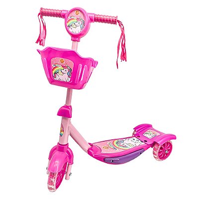 Patinete Infantil Unicórnio Com Luz e Som - DM Toys