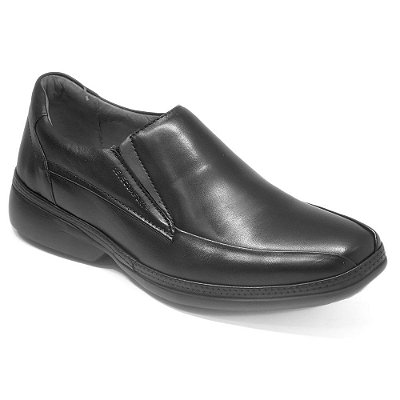 Sapato Social Masculino Couro Slip On Delta - Preto - Leveterapia