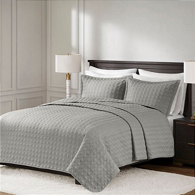 Jogo de Colcha Living Art Lyon - Casal - Cinza - Corttex