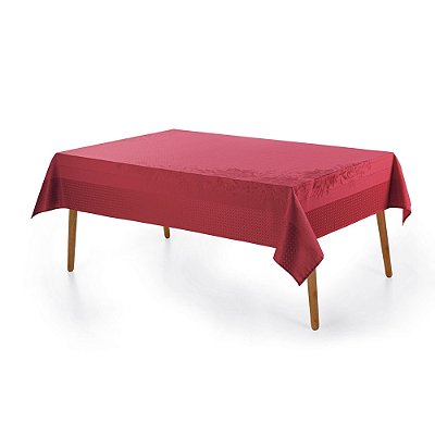 Toalha de Mesa Retangular Jacquard - Flor do Natal - 6 Lugares - Vermelha - Karsten