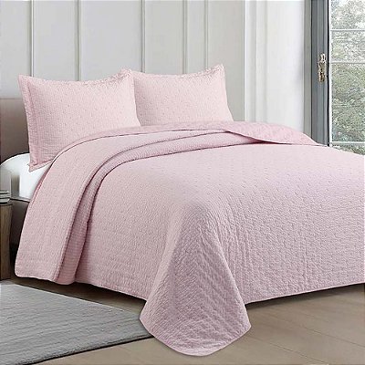 Jogo de Colcha Pliê Casal - Rose - Camesa