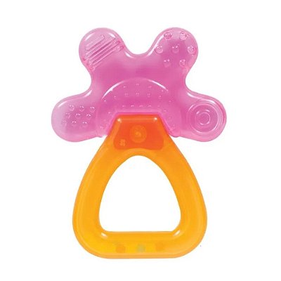 Mordedor Massageador c/ Água e Chocalho - Rosa e Laranja - Buba