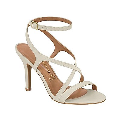 Sandália Feminina Salto Alto Fino Pelica - Off White - Vizzano