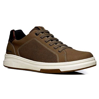 Tênis Casual Masculino em Couro Trace - Marrom - Pegada