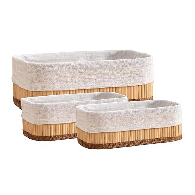 Conjunto de Cestos Organizadores em Bambu - 3 Peças - Casita